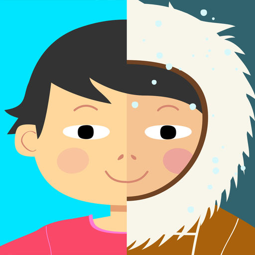 Cover vom Spiel mit einem Kinderporträt, dessen rechte Hälfte winterlich gekleidet ist und die linke sommerlich.