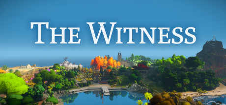 Cover: Ansicht einer kleinen Insel mit verschiedenen Pflanzen und diversen Gebäuden. Darüber steht in weißer Schrift "The Witness"
