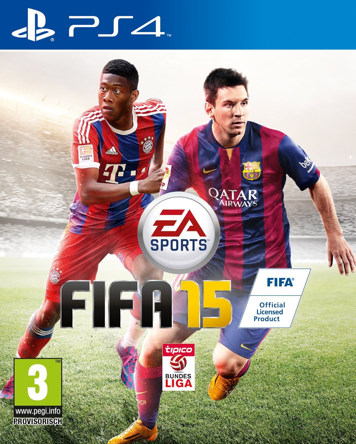 Cover von Fifa 15 mit David Alaba und Lionel Messi in Spielerpose