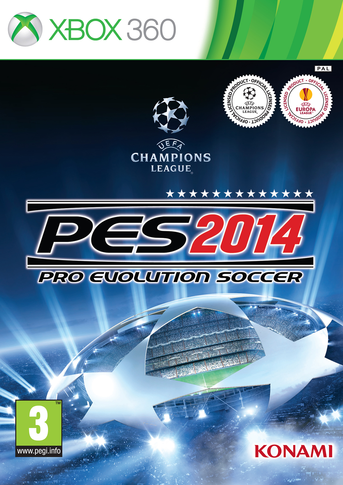 Cover von Pro Evolution Soccer 2014 mit Logo der UEFA Champions League
