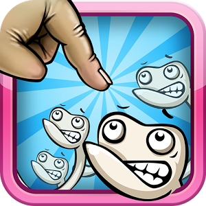Icon des Spieles, ein Finger, der ängstlich dreinsehende Spermien zerdrückt.