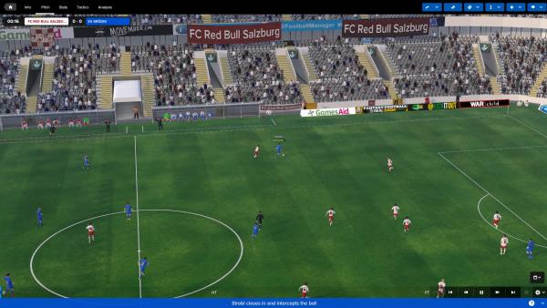Screenshot: Ein Fußballspiel in der 3D-Ansicht.