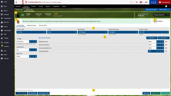 Screenshot: Das Interface der vereinfachten Variante "Football Manager Touch".