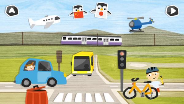 Screenshot: Bereich Verkehr: z.B.: Straße, Auto, Zug, Flugzeug, Fahrrad,..
