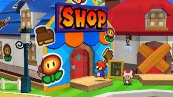 Mario vor einem Shop.