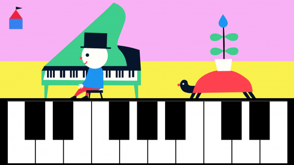 Screenshot: In einer interaktiven Szene kann ein virtuelles Klavier gespielt werden.