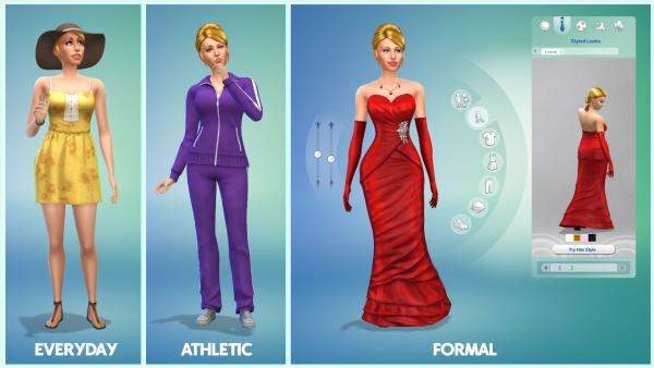 Erstelle einen Sim-Modus: Simfrau in verschiedenen Kleidern.
