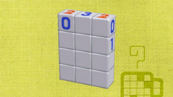 Screenshot: ein Block aus einzelnen Würfeln mit Zahlen darauf
