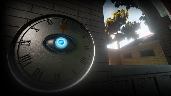 Screenshot: Uhr mit einem Auge