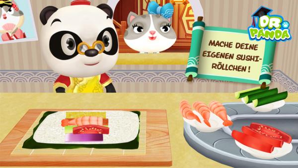 Dr. Panda beim Zubereiten von Sushi